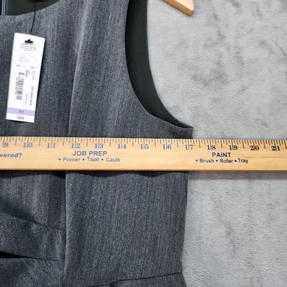 NWT Worthington Dress 10P Petite Gray Sleeveless Knee-Length Faux Wrap Career Ch - Picture 13 of 16